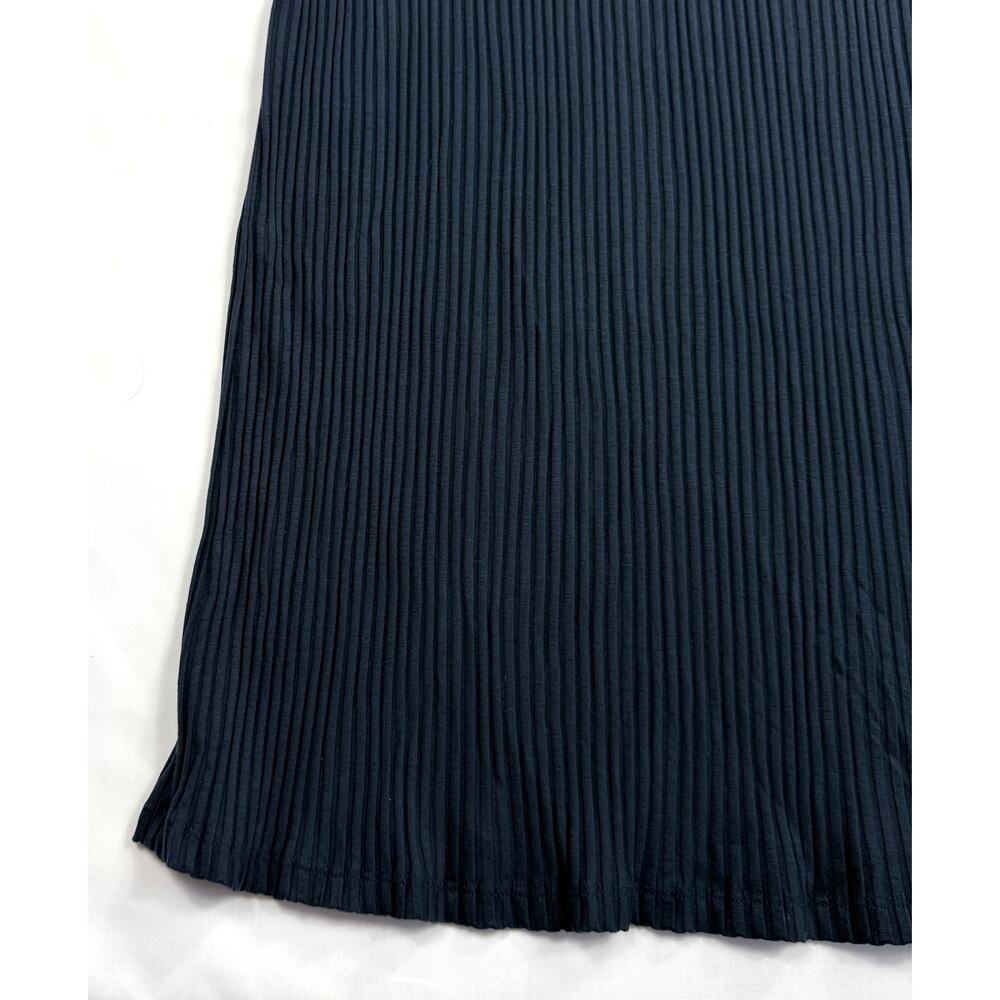 Eileen Fisher Sz M Navy Blue Textured Stretch Rib Crew Neck Dress MSRP $127 - Picture 5 of 9